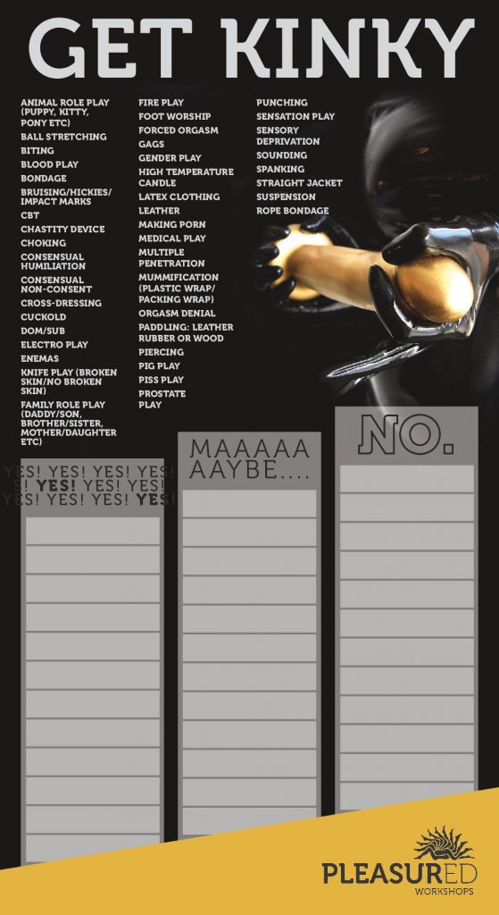 Yes No Maybe List Get Kinky