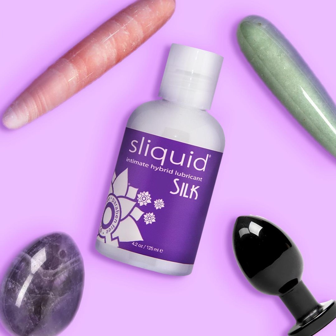 Sliquid Silk in the middle of anal toys