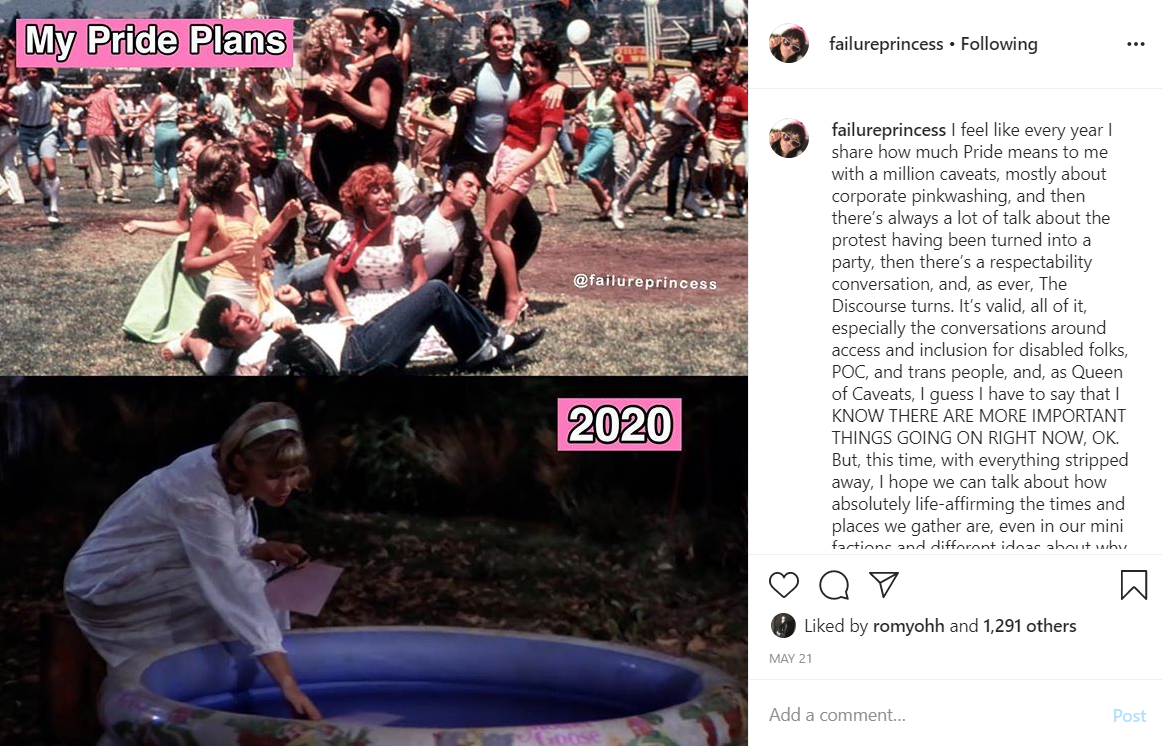 Failureprincess Pride 2020 Meme from Instagram