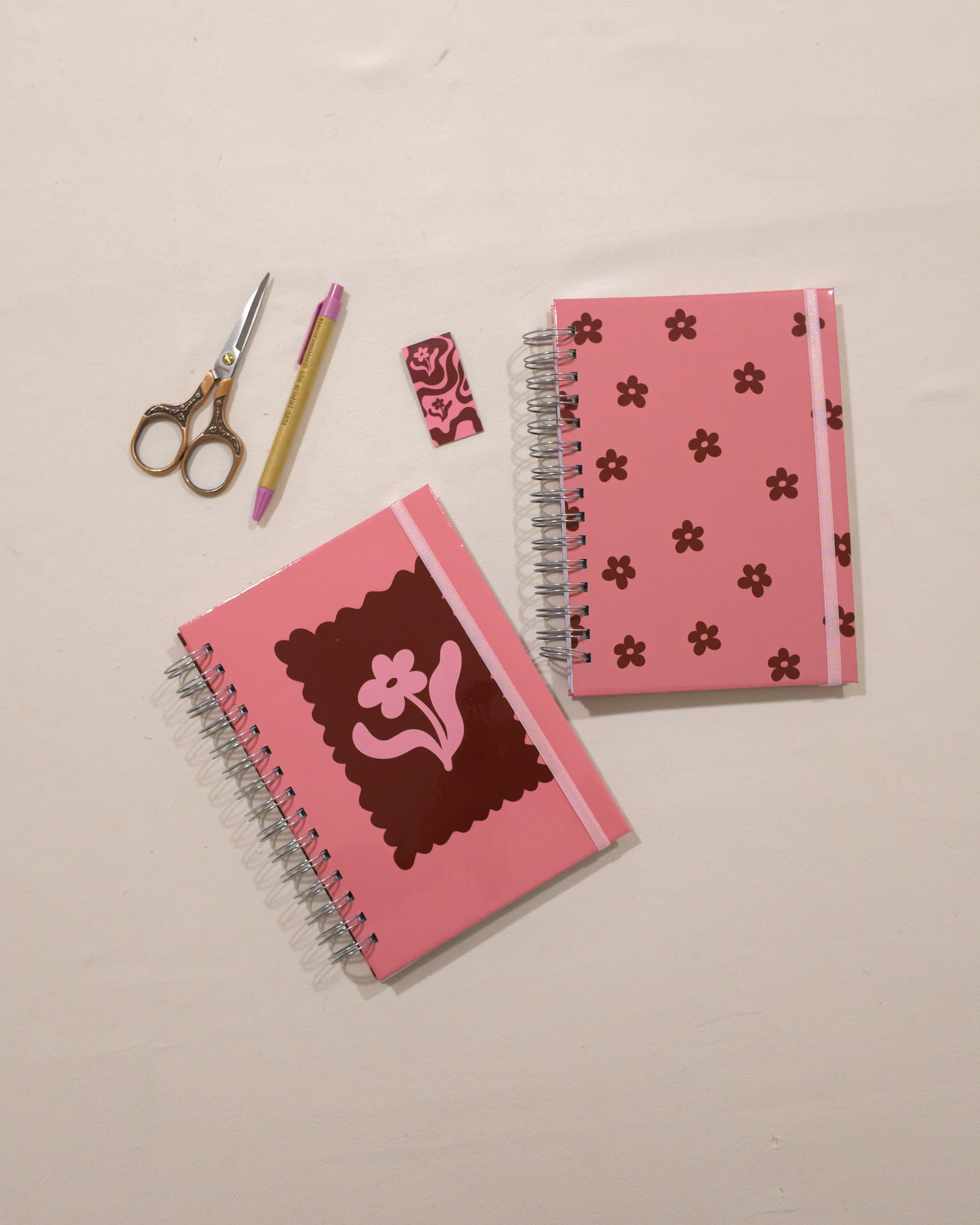 Dos cuadernos de La Pape juntos, vistos desde arriba