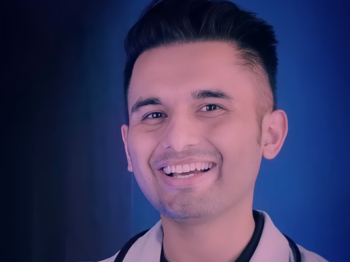 Nepalese Internet Celebrity, Dr. Sandesh Lamsal poses during a photoshoot.