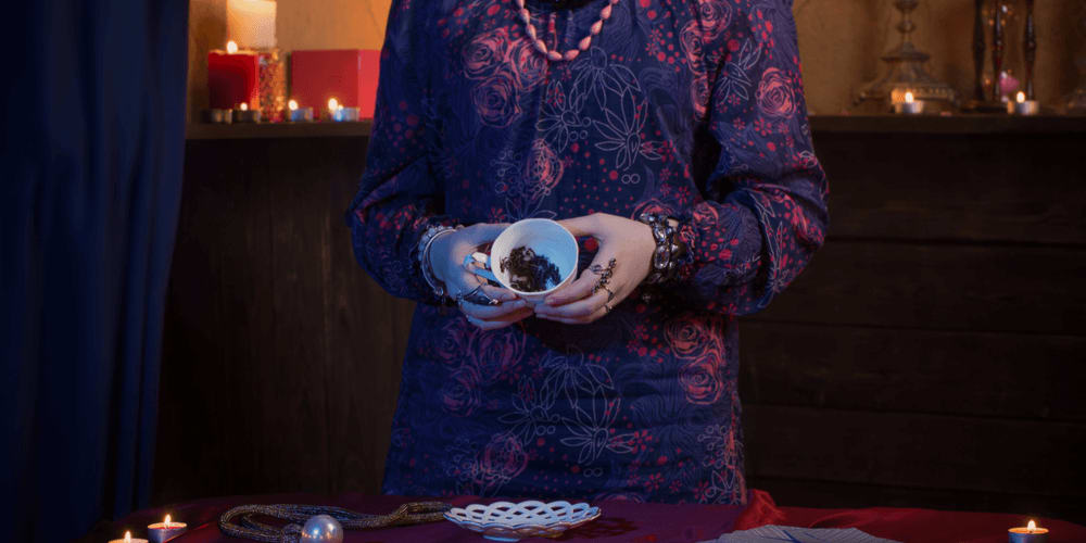 Tea-leaf reading woman