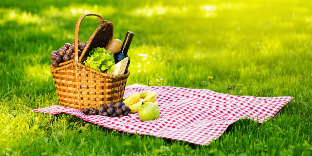 Fill your picnic basket with foods, utensils, and such