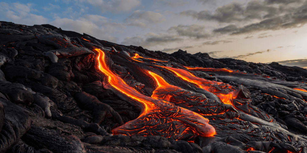 lava flowing down a hill