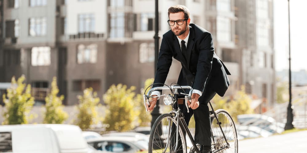 businessman on a bicycle
