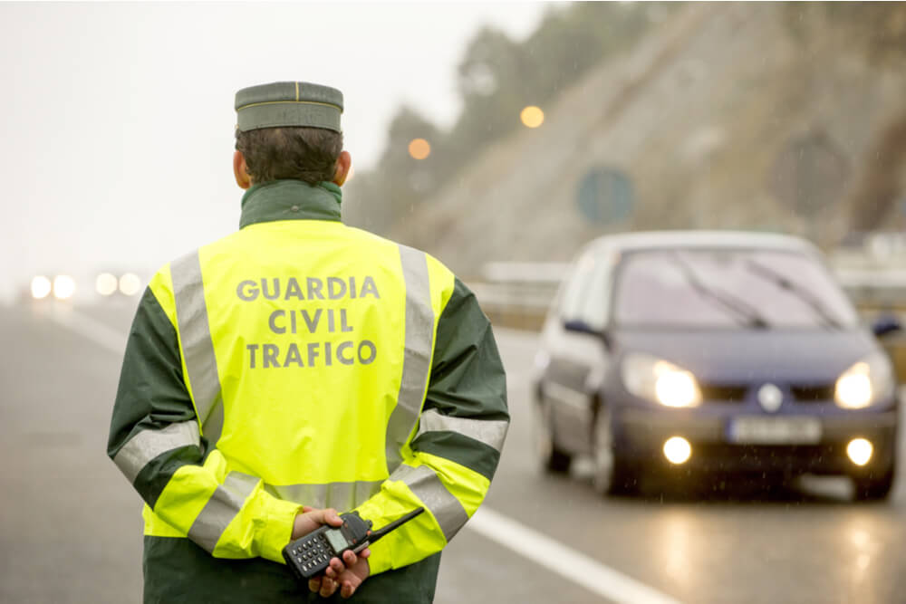 Traffic officer on a road in Madrid, Spain