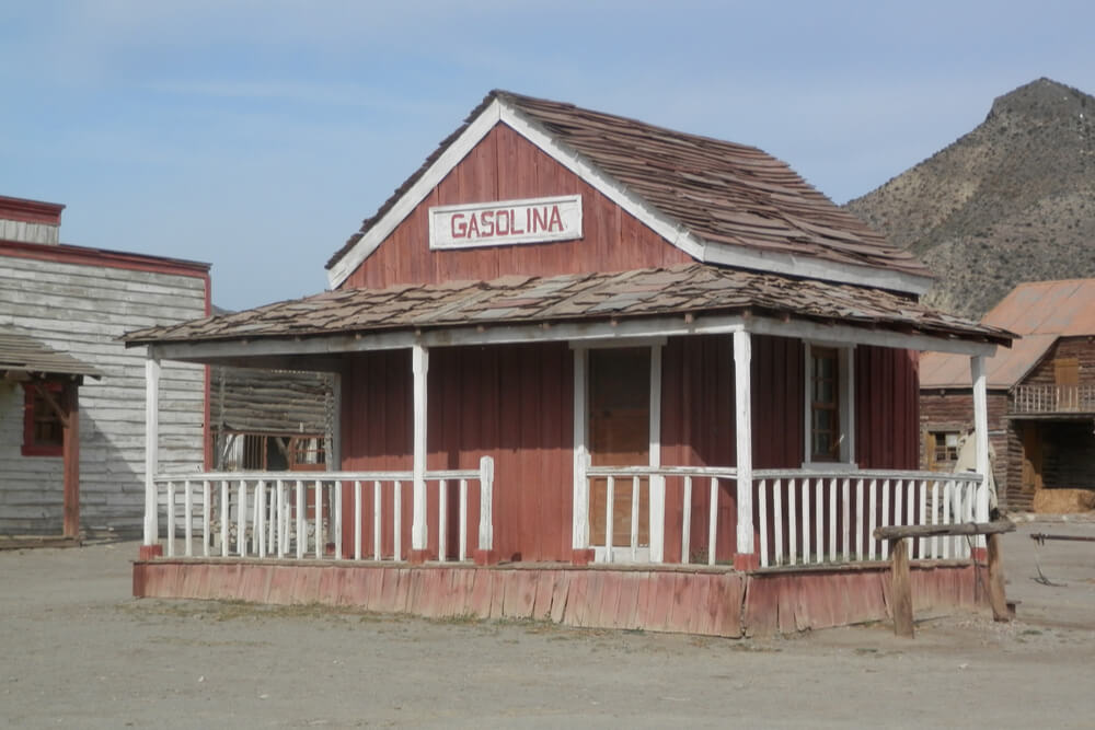 Wooden Gas Station on Film Set in Almeria, Spain