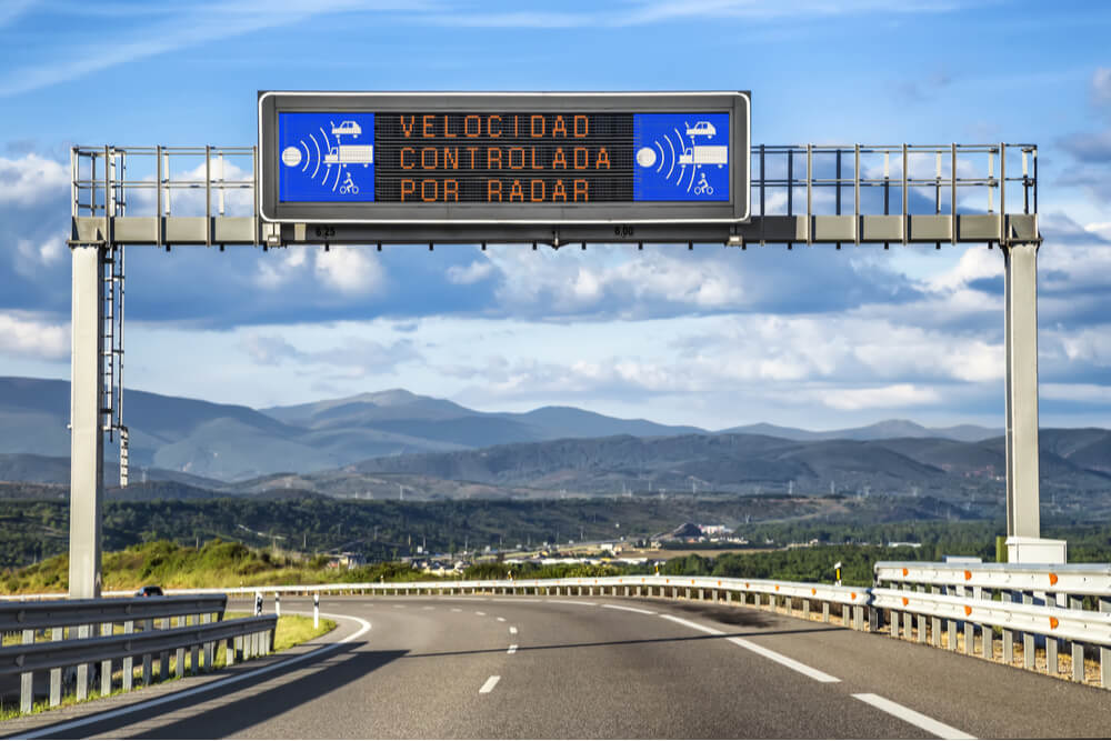 Radar Traffic Road Sign in Spain