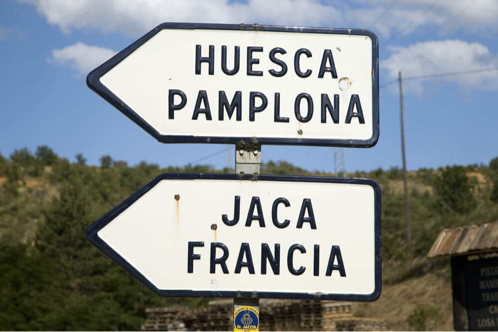 Road sign in the Pyrenees, Spain
