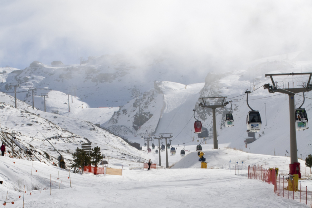 Ski slopes in the Sierra Nevada mountains, Andalucia, southern Spain
