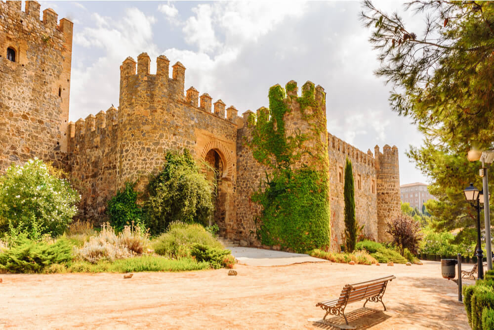 View of San Servando Castle in Toledo, Spain on a sunny day
