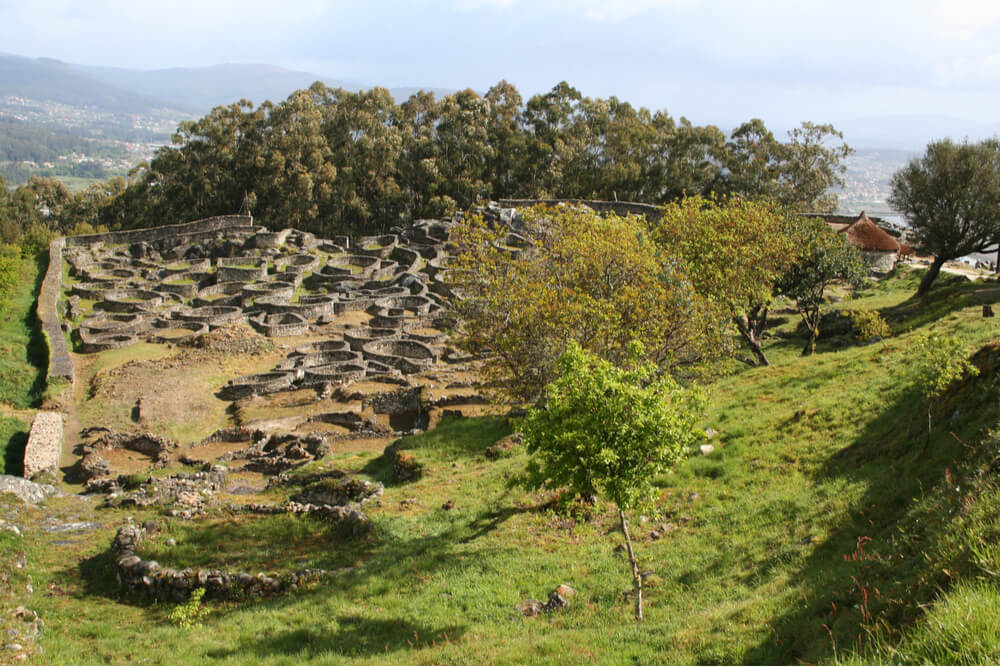 Ruins of the ancient Celtic hillfort of Castro de Santa Tecla.
