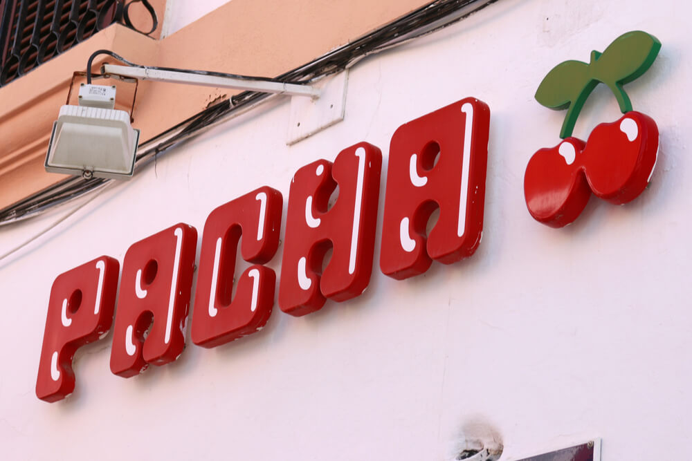 Pacha brand logo in Ibiza, Spain