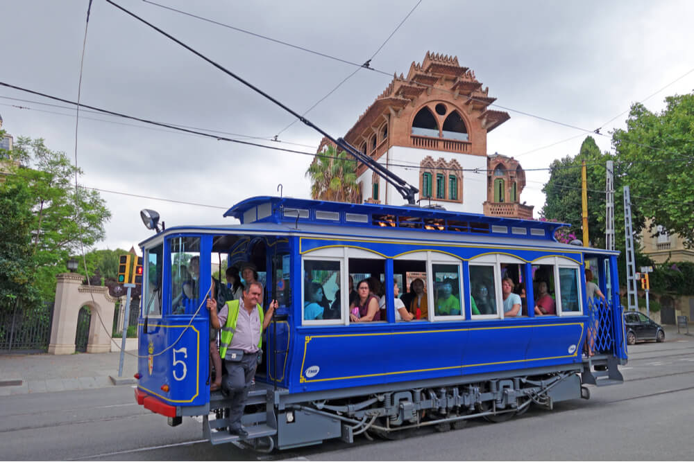 Tramvia Blau to Tibidado hill in Barcelona is one of the oldest and most famous streetcars in the world