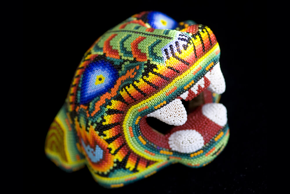 Modern Huichol bead art relies on commercially produced beads