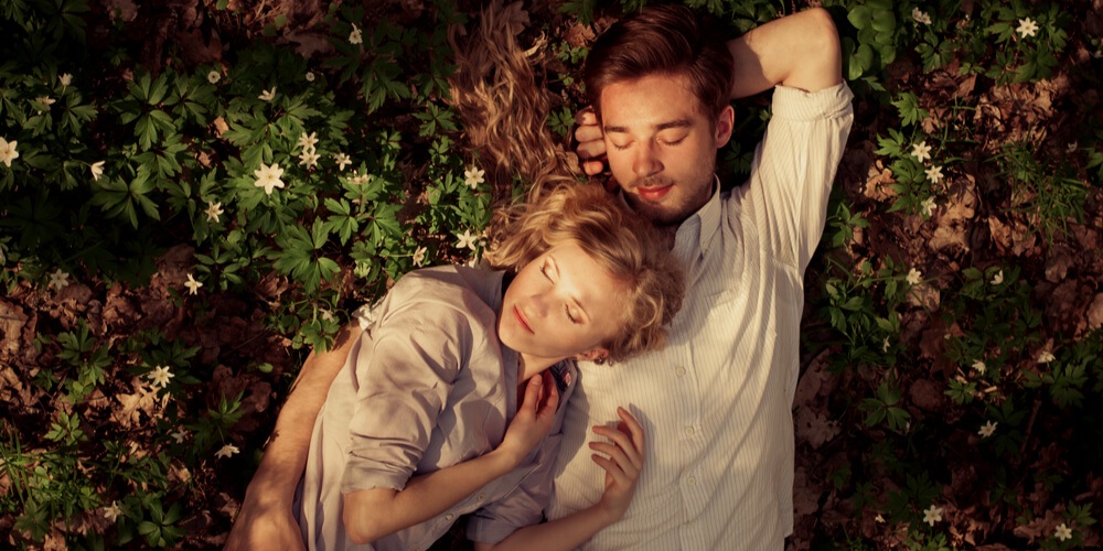 Happy couple in a forest