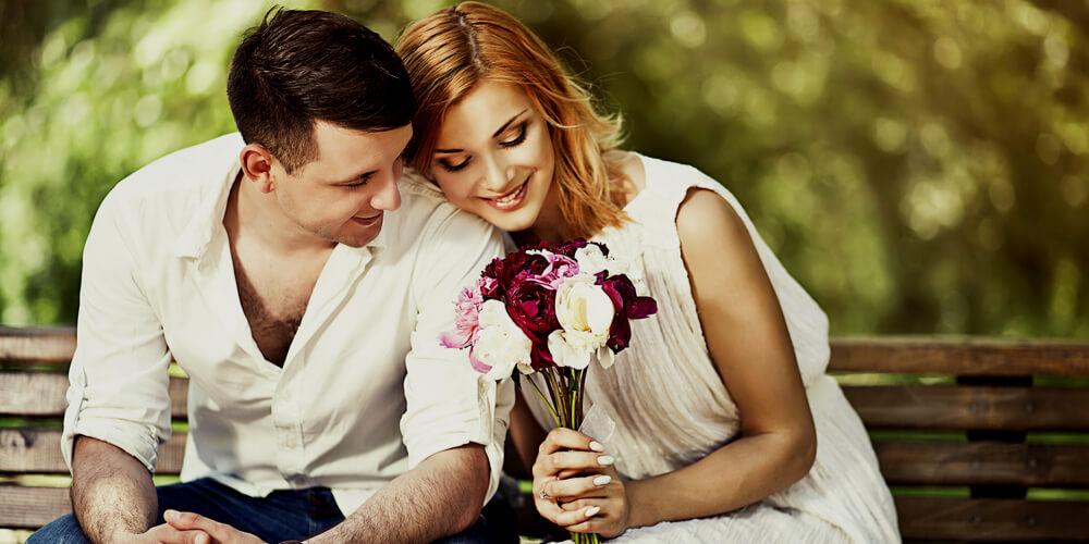 Couple on a bench in Spring