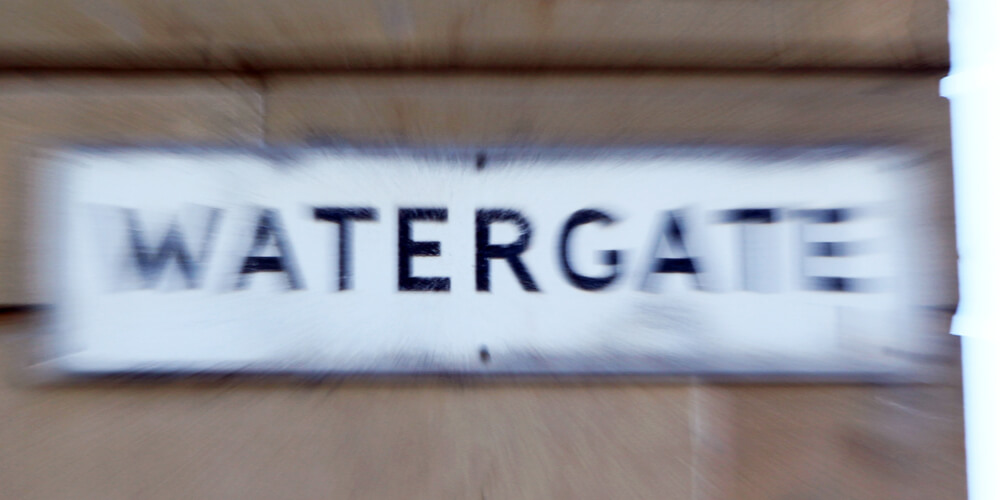 Watergate street sign with zoom effect