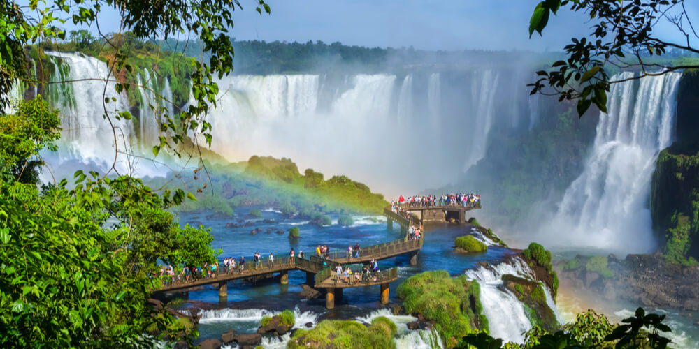 the iguazu waterfalls between Argentina and Brazil