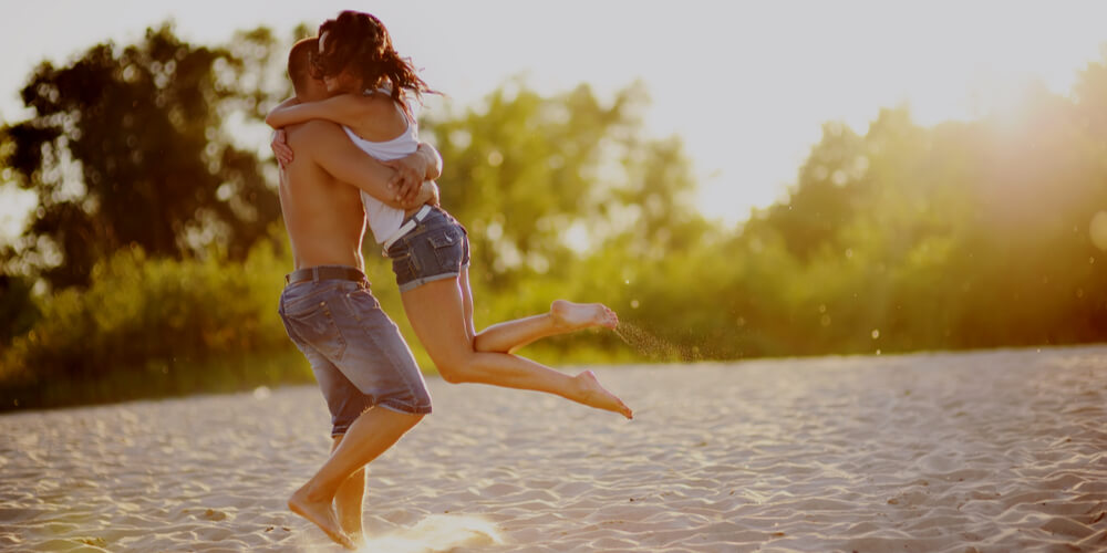 Couple on a beach in summer