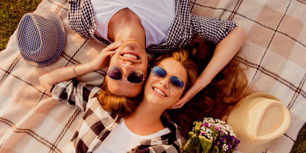 Happy couple in summer