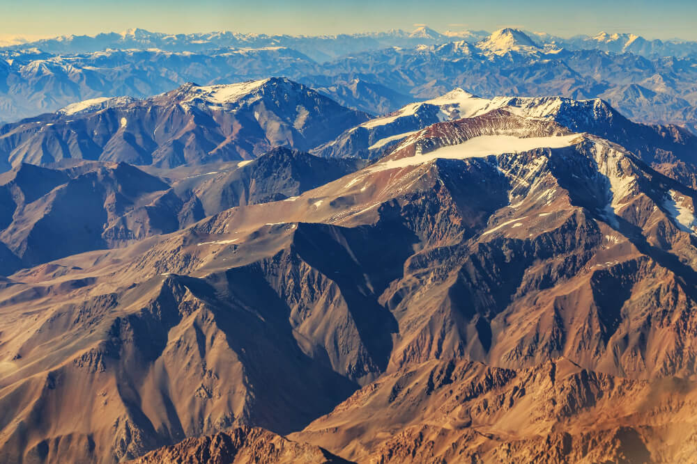 An aeroplane view of the Andes