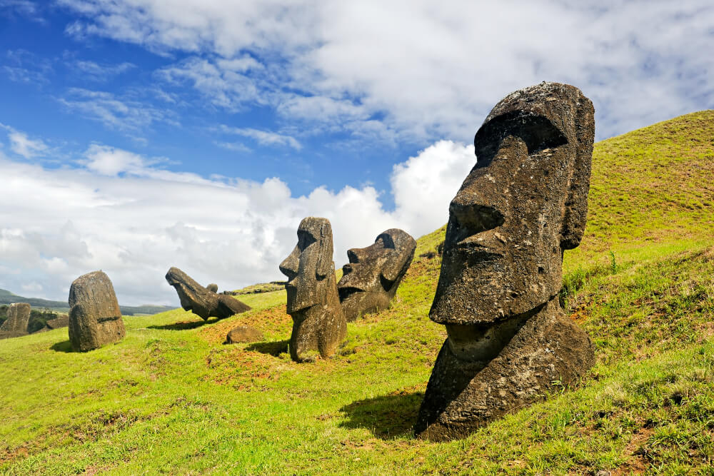 Heads of Moai statues, Rano Raraku, Easter Island, Chile