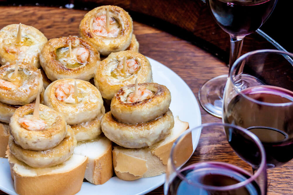 Champiñones rellenos are Spanish-style stuffed mushrooms