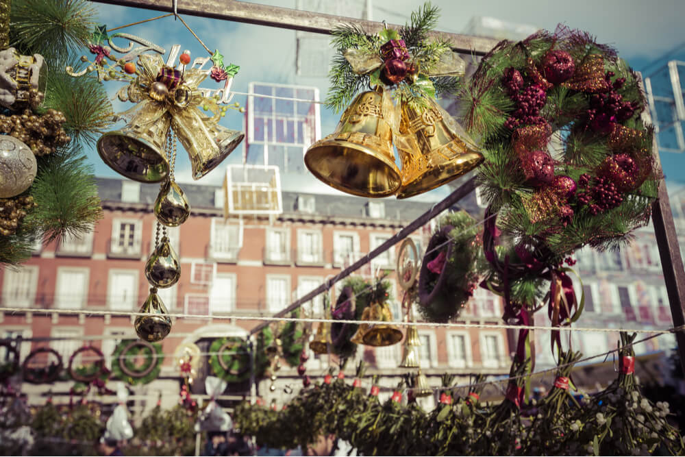 Famous Christmas market in Madrid, Spain