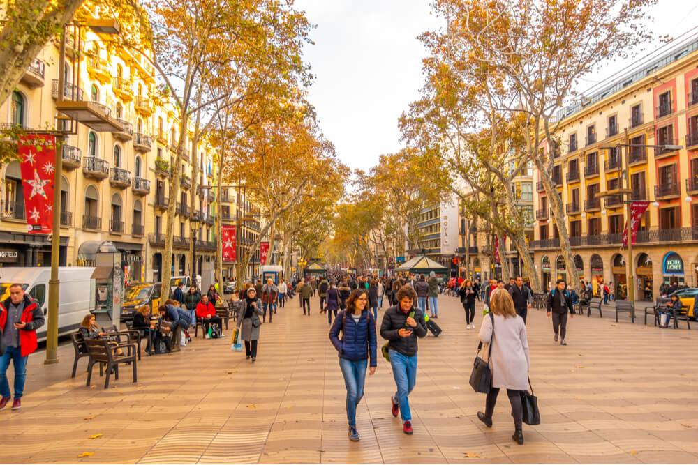La Rambla is a pedestrian street in central Barcelona, between El Raval and Barri Gotic districts