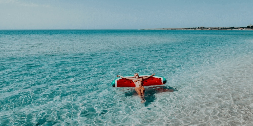 Woman swimming in the sea