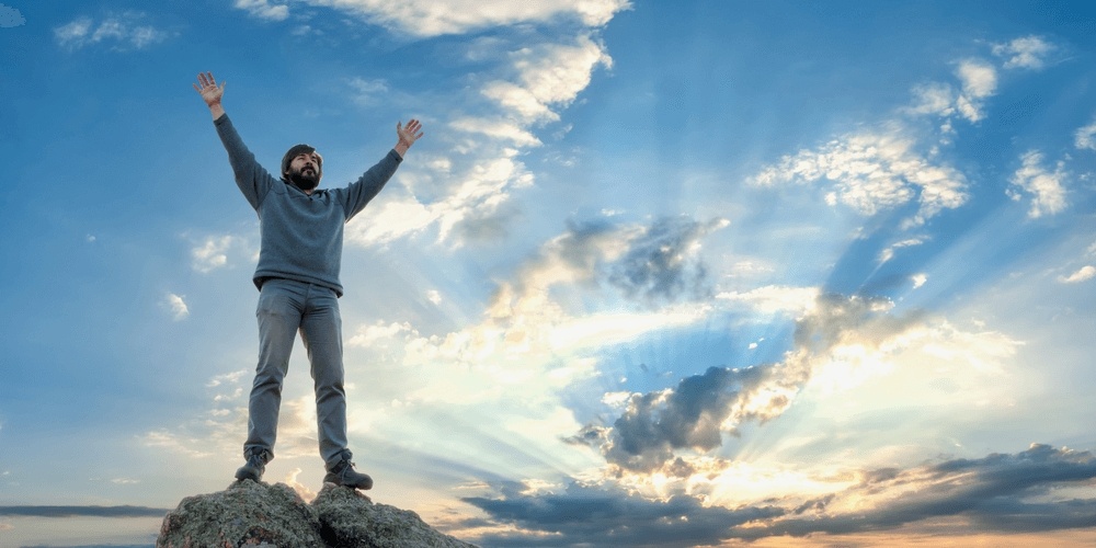 Independent man on a mountain