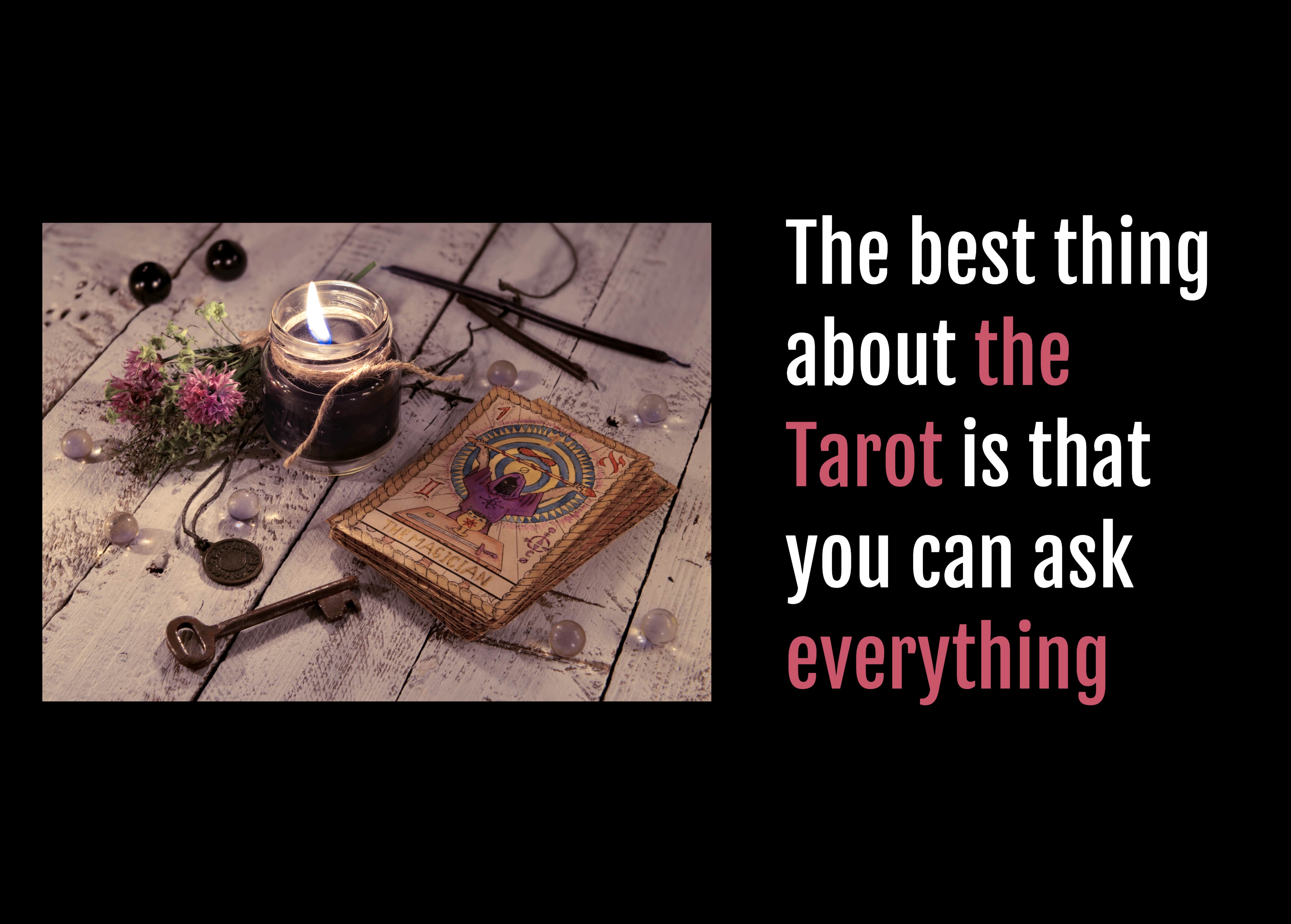 a Tarot card deck on a wooden table