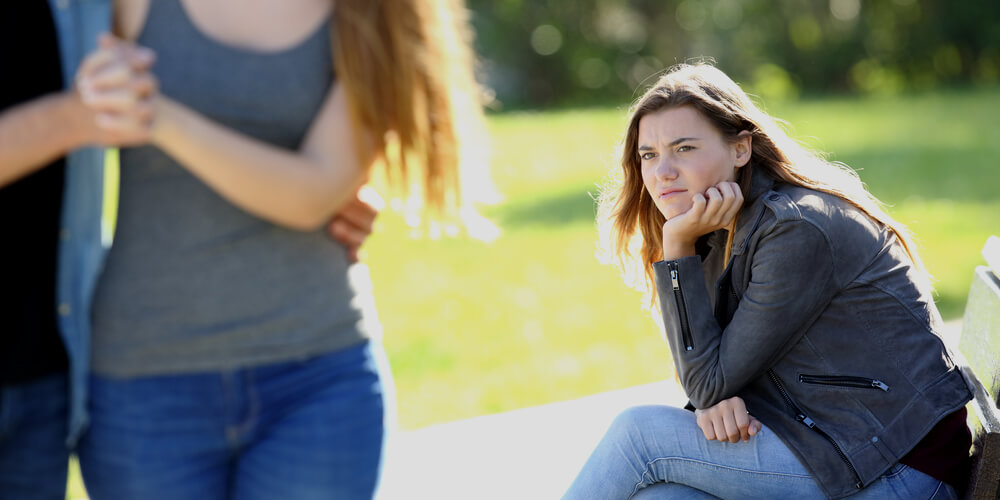 Girl looking at her ex-partner