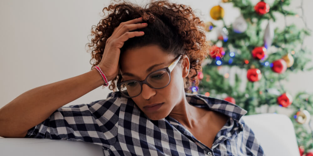 Tired woman at Christmas