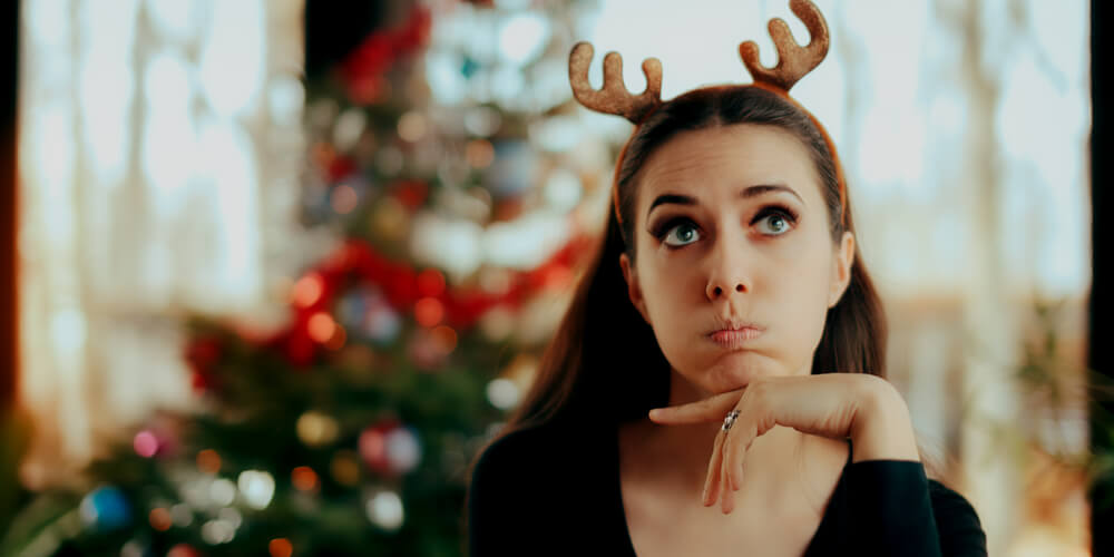 Bored woman at Christmas