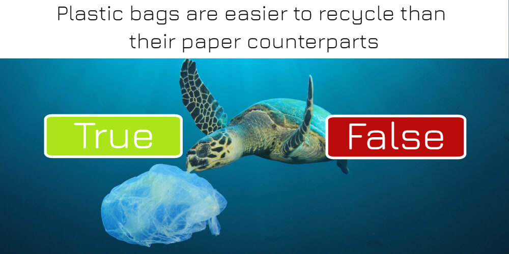 Plastic bags are easier to recycle than their paper counterparts: true or false? Answer now!
