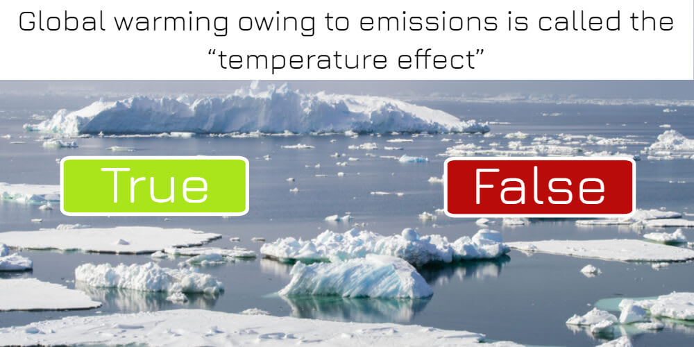 Global warming owing to emissions is called the “temperature effect”: true or false? Answer now!
