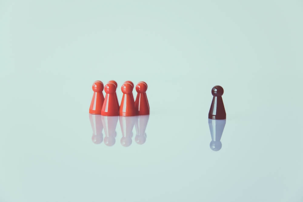 Minimalist chess figures on a white background