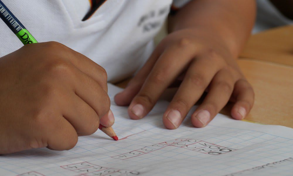 A student working to solve a problem