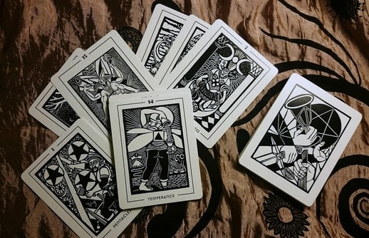 black and white tarot cards