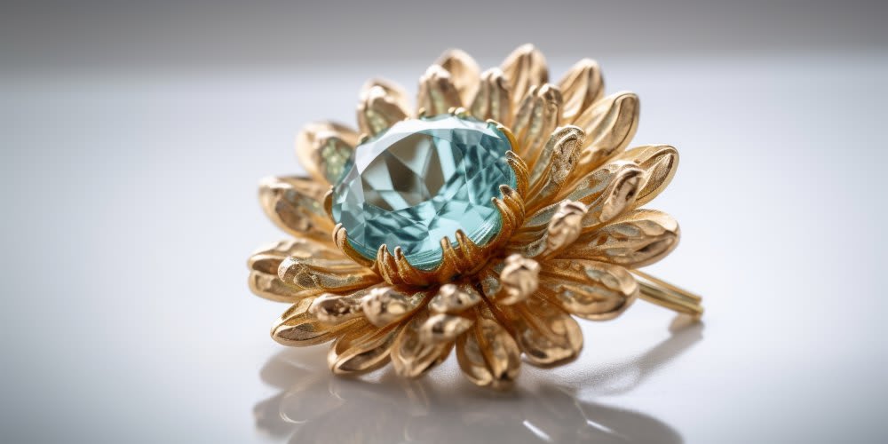 An aquamarine brooch in the shape of a chrysanthemum is a great talisman for Monkey sign natives in the Chinese Zodiac