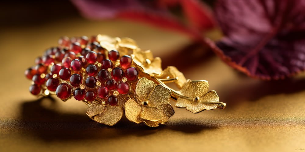 A hyndrangea-shaped brooch with rubies will make a great talisman for Chinese Pig sign people