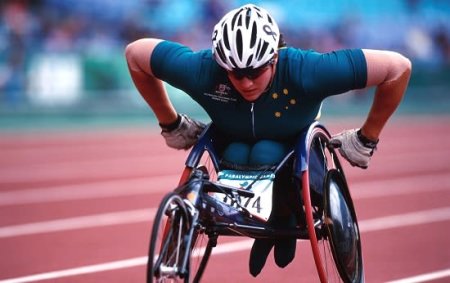 Louise Sauvage competing in wheelchair racing sport