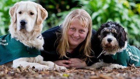 Katie Hunter with two dogs