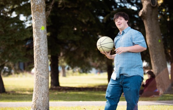 Boy holding basketball