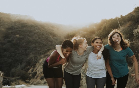 Group of friends hugging