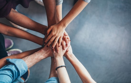 Group of hands in together