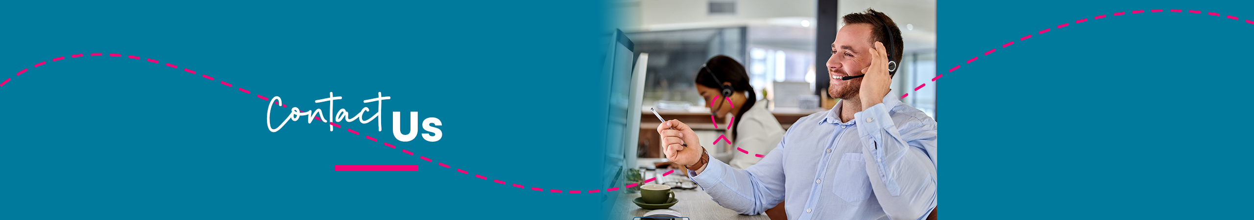 A person in call centre using a phone