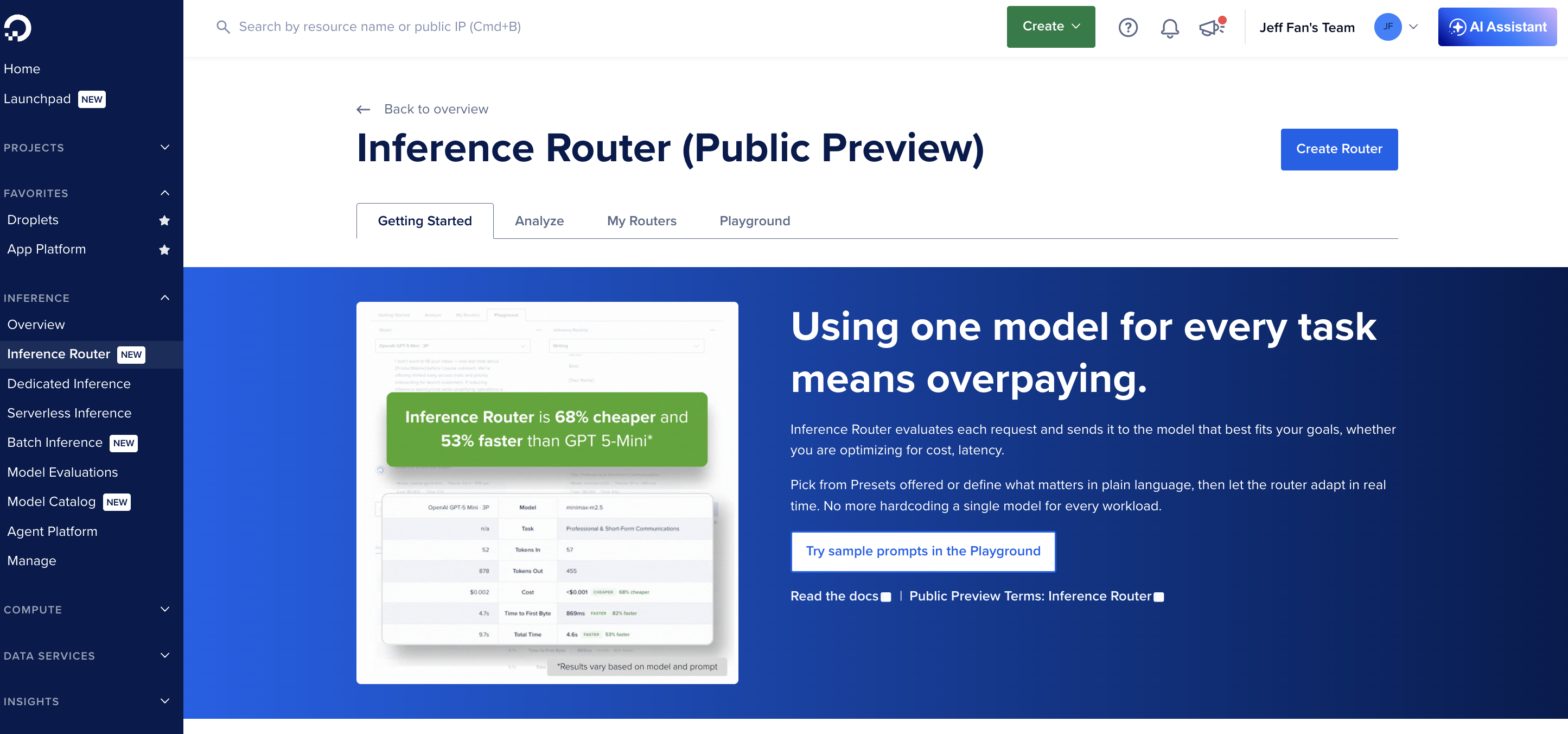 DigitalOcean Inference Router 將請求路由到不同模型層級